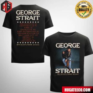 George Strait Tour Stadiums 2024 Black Photo Sitting Merchandise Two Sides T-Shirt