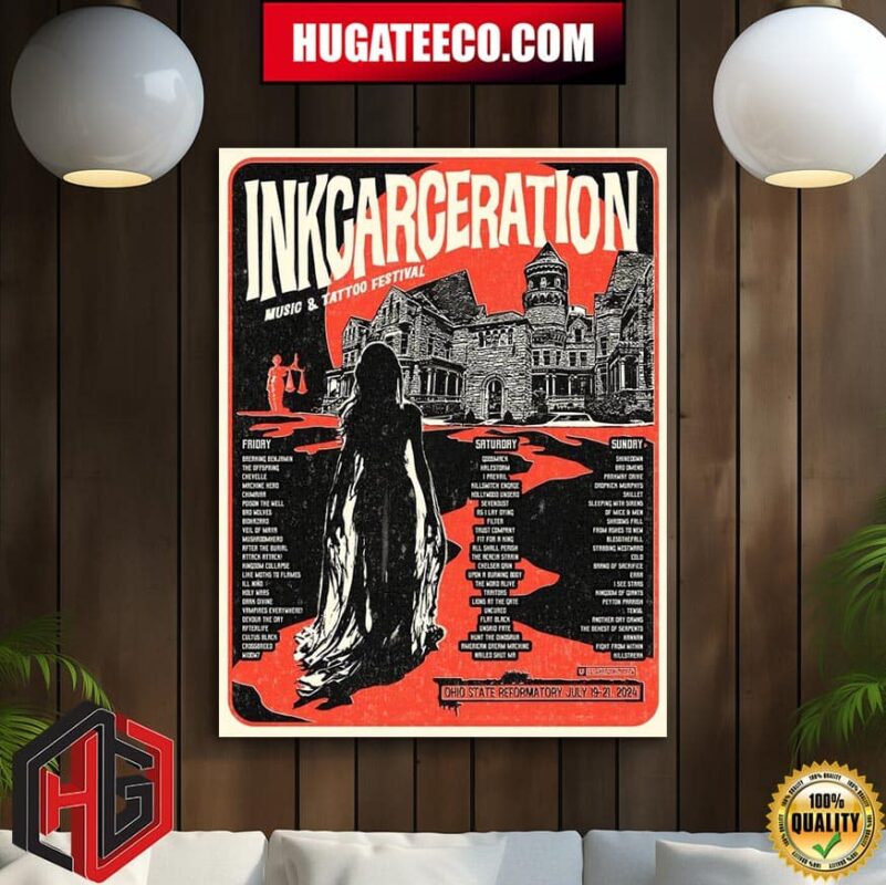 Inkcarceration 2024 Music And Tatto Festival Ohio State Performatory On July 19-21 2024 Timeline Poster Canvas