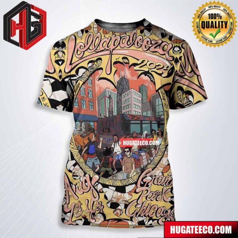 JFG Lollapalooza 2024 Signed And Numbered Merch Poster On Aug 1st 4th At Grant Park Chicago All Over Print Shirt