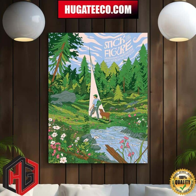 Limited Merch Poster For Stick Figure Sacred Sands Summer 2024 Tour Show At Hayden Homes Amphitheatre In Bend Oregon On July 18th 2024 Poster Canvas