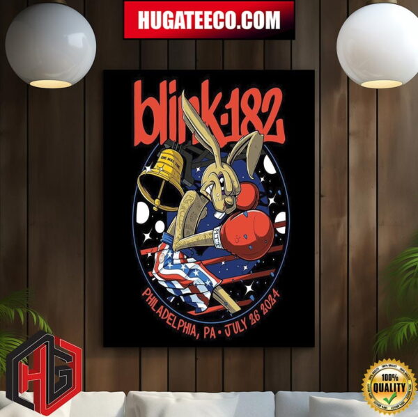 Limited Poster For Blink-182 Show In Philadelphia Pa USA On July 26th 2024 At Well Fargo CenterHome Decor Poster Canvas