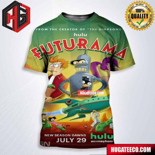 Limited Poster For Futurama Season 12 Premieres July 29 On Hulu All Over Print Shirt