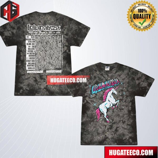 Lollapalooza 2024 Merch Unicorn Lineup Tie Dye All Over Print Shirt