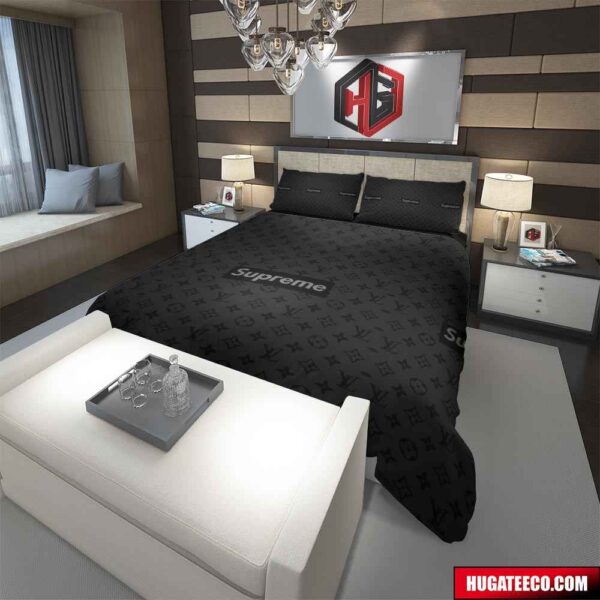 Louis Vuitton X Supreme Logo And Symbol Luxury For Bedroom Bedding Set