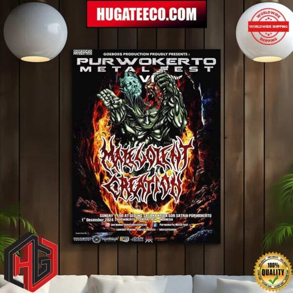 Malevolent Creation Official Poster For The 2nd Show Of The Malevolent Creation Asian Tour 2024 Home Decoration Poster Canvas