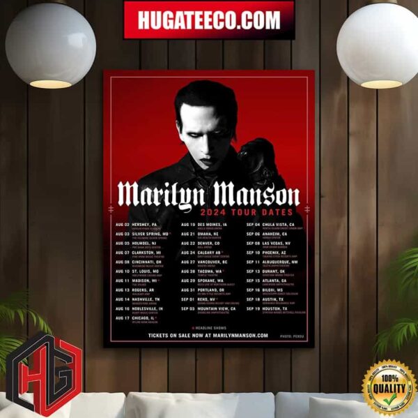 Marilyn Manson 2024 Tour Dates Home Decor Poster Canvas