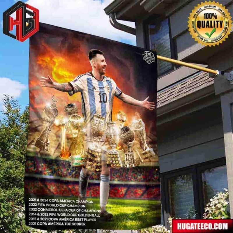 Messi Adds Another Trophy To His Collection With Argentina New Cup 2024 Copa America Champion Garden House Flag