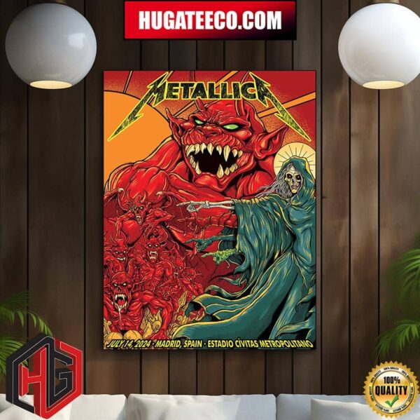 Metallica M72 World Tour 2024 No Repeat Weekend Merch Poster In Madrid Spain At Estadio Civitas Metropolitano On Juy 14 2024 Home Decor Poster Canvas
