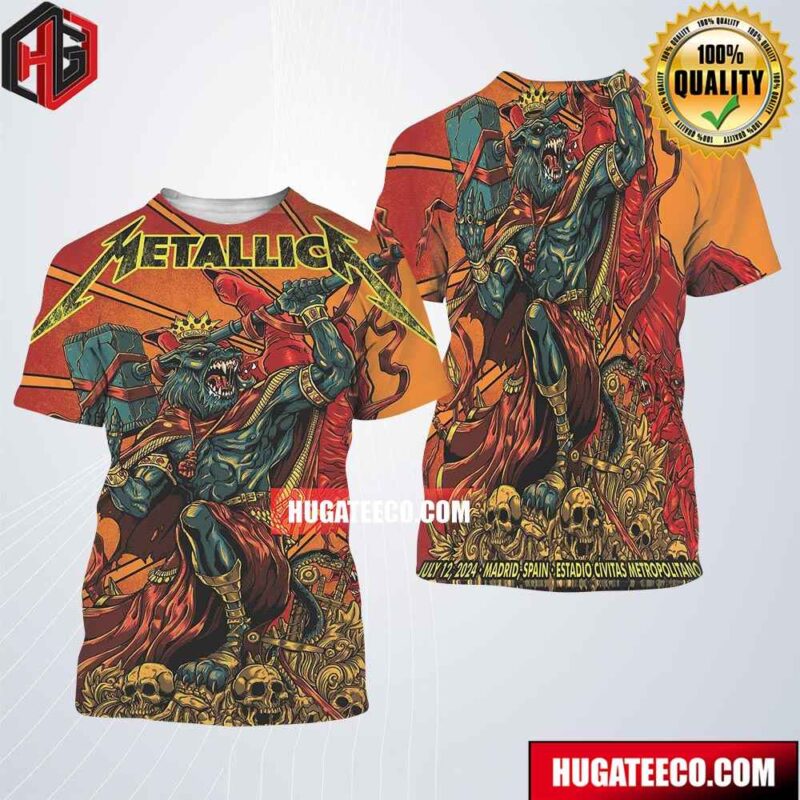 Metallica M72 World Tour 2024 No Repeat Weekend Merch Poster Part 1 Of 2 By Puis Calzada On July 12 In Madrid Spain At Estadio Civitas Metropolitano All Over Print Shirt