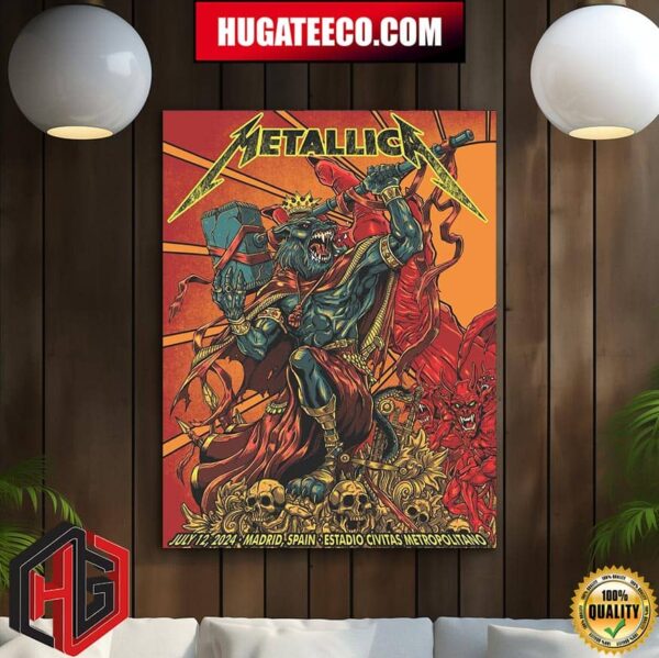 Metallica M72 World Tour 2024 No Repeat Weekend Merch Poster Part 1 Of 2 By Puis Calzada On July 12 In Madrid Spain At Estadio Civitas Metropolitano Poster Canvas
