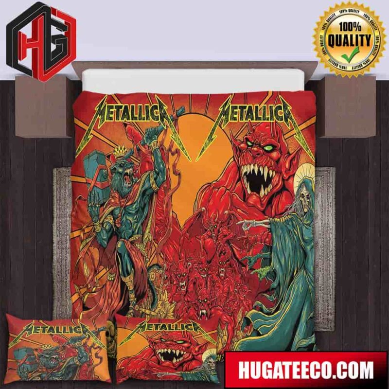 Metallica M72 World Tour No Repeat Weekend Merch Poster Of 2 By Puis Calzada On July 12 In Madrid Spain At Estadio Civitas Metropolitano Merchandise Bedding Set