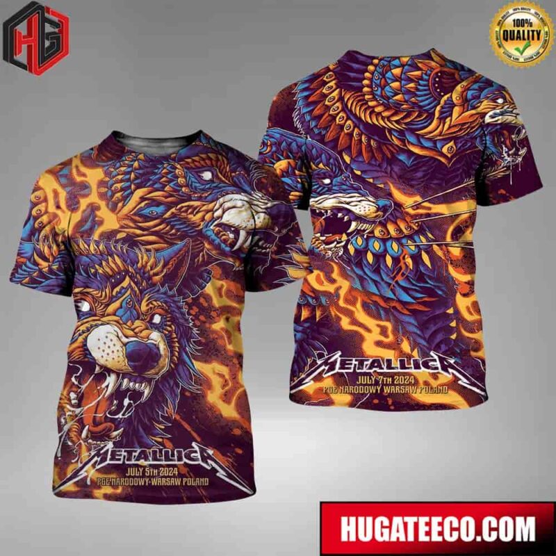 Metallica M72 World Tour No Repeat Weekend With Five Finger Death Punch And Ice Nine Kills Night 1 And 2 In Warsaw At Pge Narodowy Poland On July 5 And 7 2024 Merchandise All Over Print Shirt