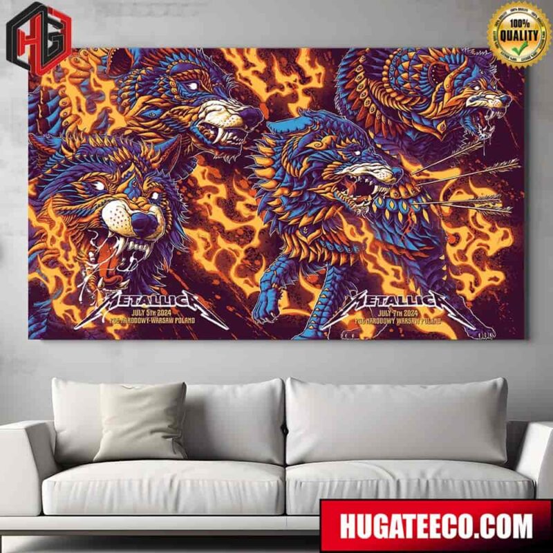 Metallica M72 World Tour No Repeat Weekend With Five Finger Death Punch And Ice Nine Kills Night 1 And 2 In Warsaw Poland At Pge Narodowy On July 5 And 7 2024 Merchandise Poster Canvas