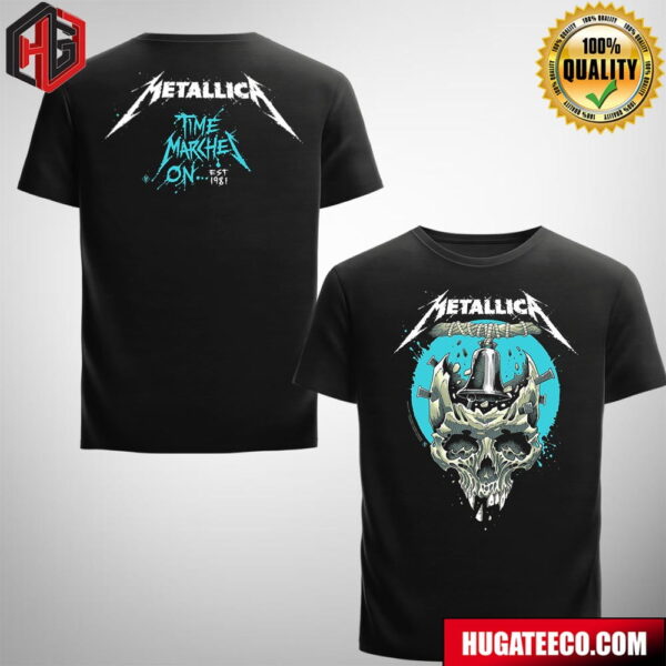 Metallica Time Marches On Est 1981 Ride The Lightning Was Released 40 Years Ago Two Sides Merchandise T-Shirt