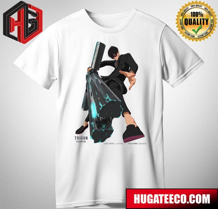 Nicholas D Wolfwood In Full Motion With The Punisher Trigun Stampede T-Shirt