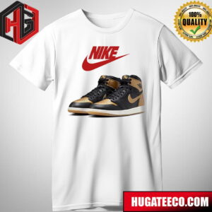 Nike Air Jordan 1 Retro High OG Black Metallic Gold Official Image Sneaker T-Shirt