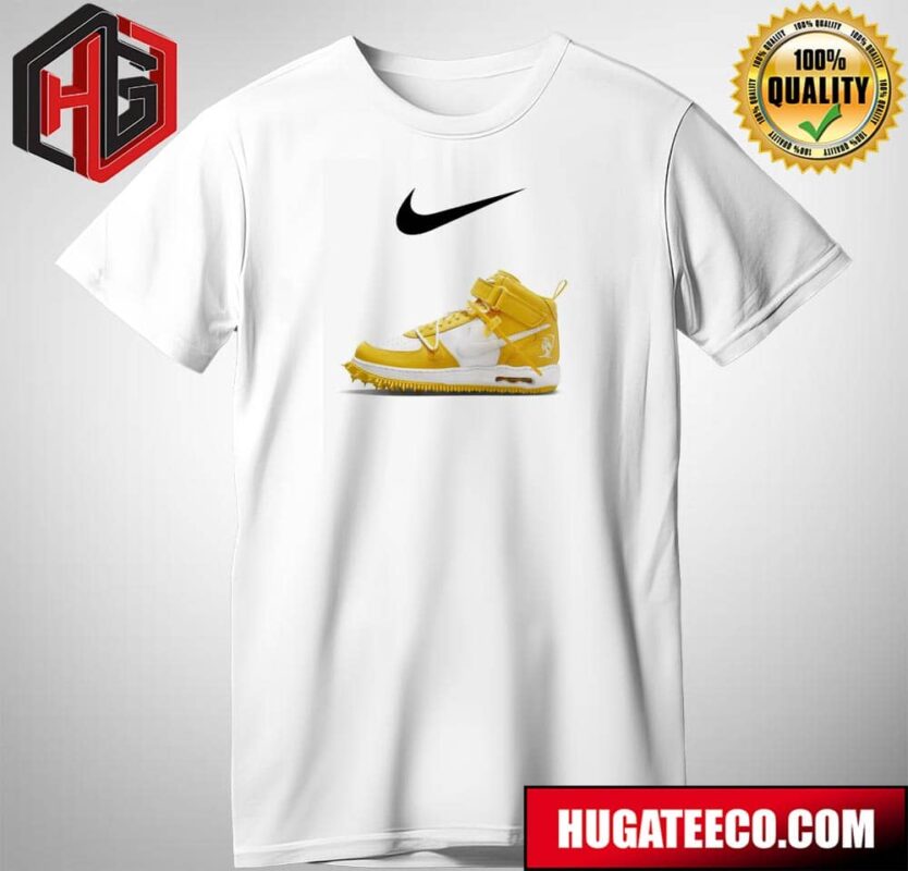 Off-white x Nike Air Force 1 Mid White And Varsity Maize Sneaker T-Shirt