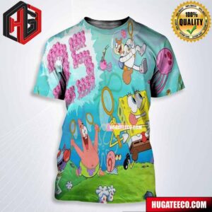 Official 25th Anniversary Posters For Spongebob Squarepants All Over Print Shirt