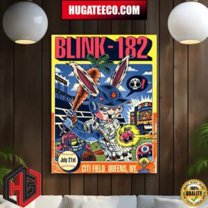 Official Blink-182 Poster for Today’s July 21st Show at Citi Field in Queens NY Merch Poster Canvas