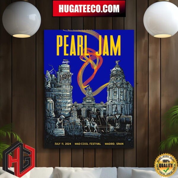 Official Pearl Jam Poster At Madcool Festival Madrid Spain On July 11 2024 Poster Canvas