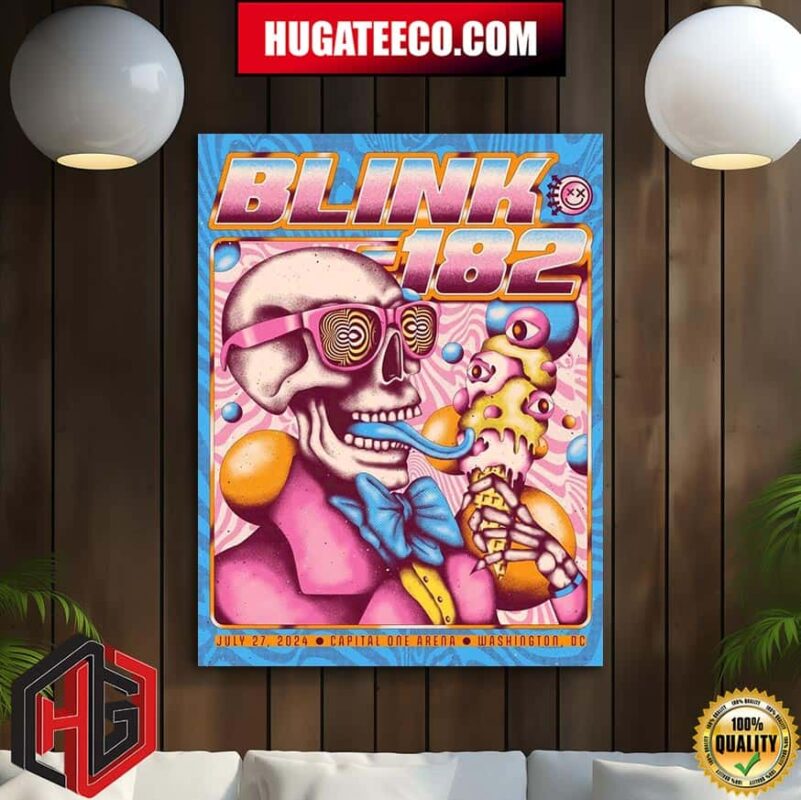 Official Poster Design For Blink-182 Show In Capital One Arena Washington Dc On July 27 2024 Home Decor Poster Canvas