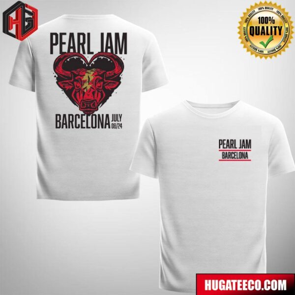 Pearl Jam Event Poster Artist By Cristina Daura At Palau Sant Jordi In Barcelona With The Murder Capital On July 8 2024 Limited Merchandise Two Sides T-Shirt