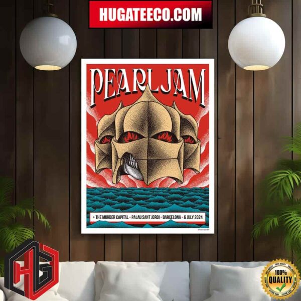 Pearl Jam With The Murder Capital Event Poster For Palau Sant Jordi Barcelona On July 6th 2024 Home Decor Poster Canvas