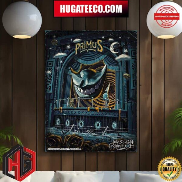 Primus Limited Edition Merch Poster For Show In Cincinnati Oh July 30 2024 Poster Canvas