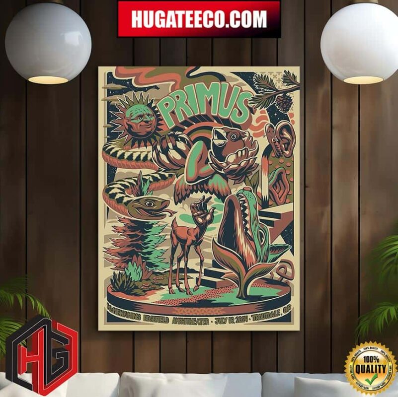 Primus Limited Merch Poster For Show In Troutdale Or At Mcmenamins Edge Amphitheater On July 19 2024 Poster Canvas