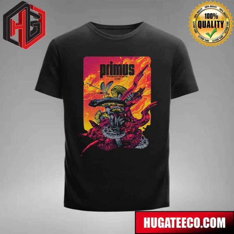 Primus Poster For Show At Mcgrath Amphitheatre Cedar Rapids Iowa On July 27 2024 T-Shirt