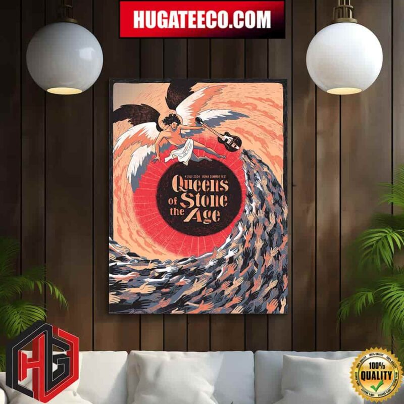 Queens Of The Stone Age At Roma Summer Fest Rome In  Italy On 4 July 2024 Home Decor Poster Canvas