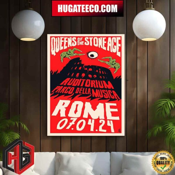 Queens Of The Stone Age The End Is Nero Merch For Roma Summer Fest Auditorium Parco Della Musica On 07 04 2024 Home Decor Poster Canvas