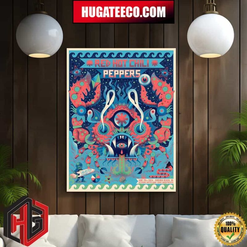 Red Hot Chili Peppers Concert Last Night June 28th 2024 In Virginia Beach USA Poster Version 1 Home Decor Poster Canvas