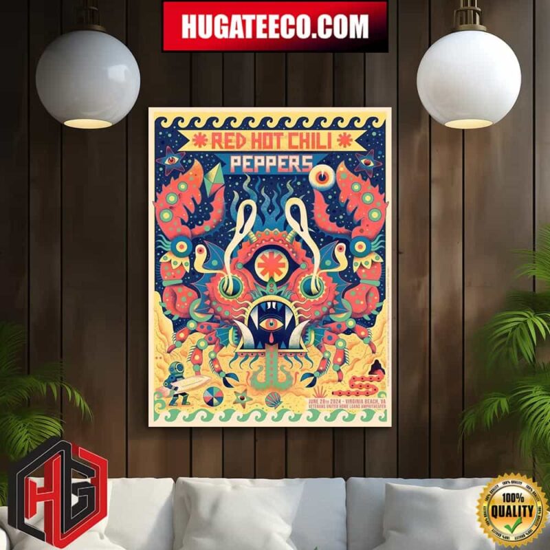 Red Hot Chili Peppers Concert Last Night June 28th 2024 In Virginia Beach USA Poster Version 2 Home Decor Poster Canvas