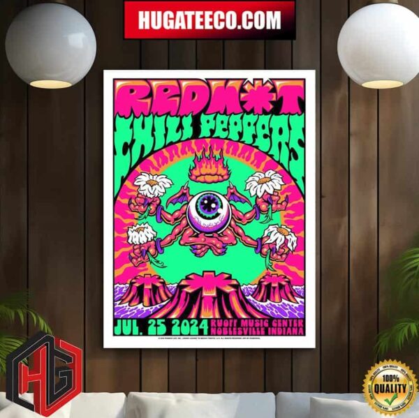 Red Hot Chili Peppers Concert Limited Poster By Dozergirl On July 25 2024 At Ruoff Music Center In Noblesville Indiana Home Decor Poster Canvas