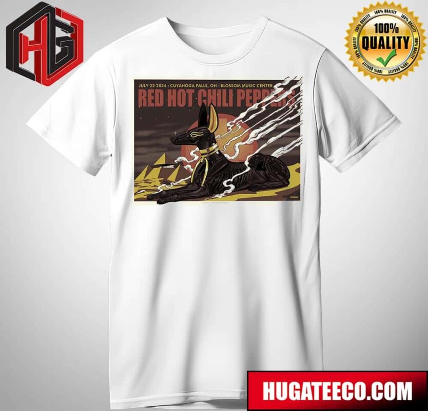 Red Hot Chili Peppers Concert Poster For The Show In Cuyahoga Falls At Blossom Music Center On July 22 2024 T-Shirt