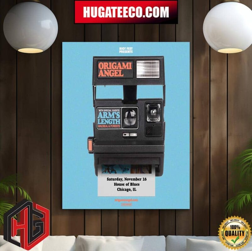 Riot Fest 2024 Present Origami Angel With Arm’s Length Macseal And Forests On November 16 At House Of Blues Chicago IL Home Decor Poster Canvas