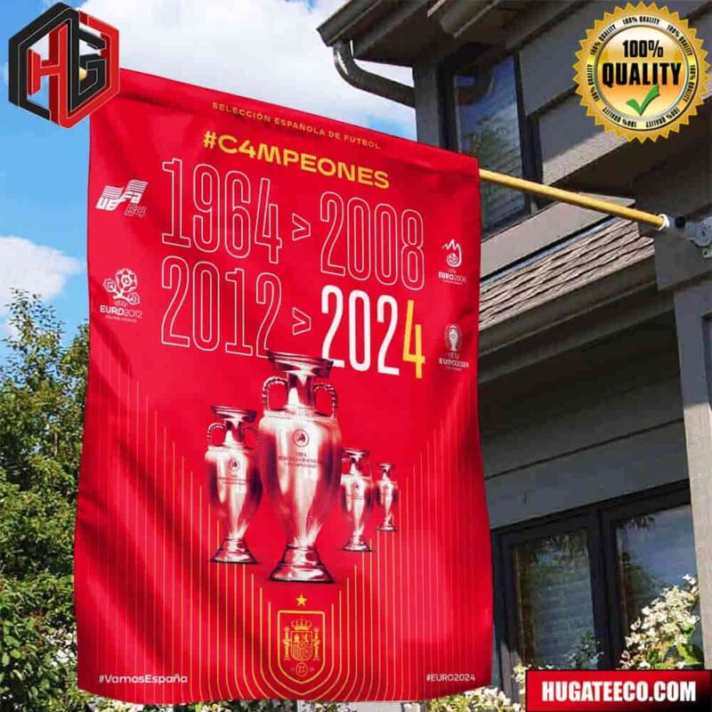 Seleccion Espanola Masculina C4mpeones UEFA 64 1964 Euro 2008 Euro 2012 UEFA Euro 2024 Vamos Espana Garden House Flag