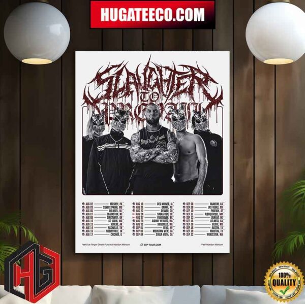 Slaughter To Prevail US And Canada Tour 2024 With Marilyn Manson And Five Finger Death Punch Schedule List Poster Canvas
