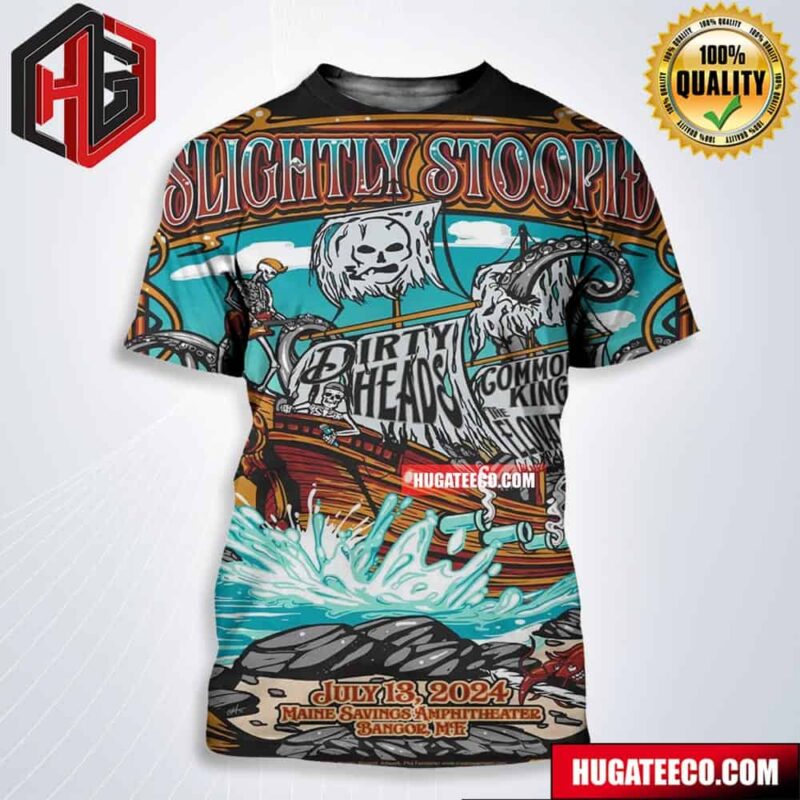 Slightly Stoopid With Dirty Heads Common Kings And The Elovaters Gig Poster Design For The Bangor Me At Maine Savings Amphitheater Show On July 13 2024 All Over Print Shirt