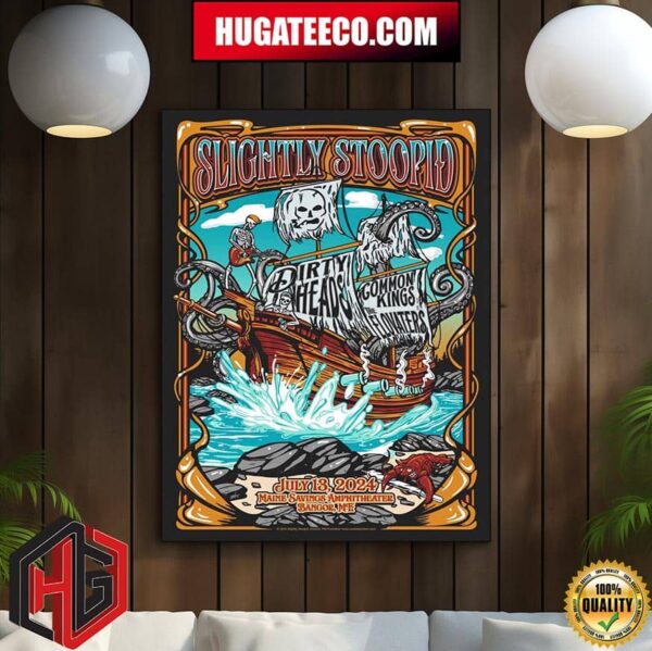 Slightly Stoopid With Dirty Heads Common Kings And The Elovaters Gig Poster Design For The Bangor Me At Maine Savings Amphitheater Show On July 13 2024 Home Decor Poster Canvas