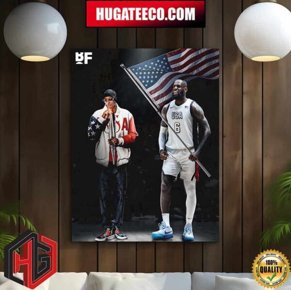 Team USA Basketball Olympics With Snoop Dogg As A Torchbearer And Lebron James As Flag Bearer Home Decor Poster Canvas