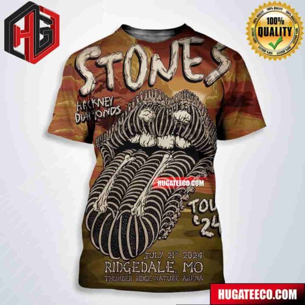 The Rolling Stones Hackney Diamonds Tour 2024 On July 21st 2024 In Ridgedale MO At Thunder Ridge Nature Arena Merchandise All Over Print Shirt