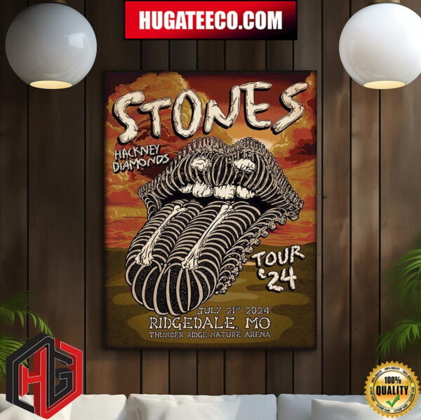 The Rolling Stones Hackney Diamonds Tour 2024 On July 21st 2024 In Ridgedale MO At Thunder Ridge Nature Arena Merchandise Home Decor Poster Canvas