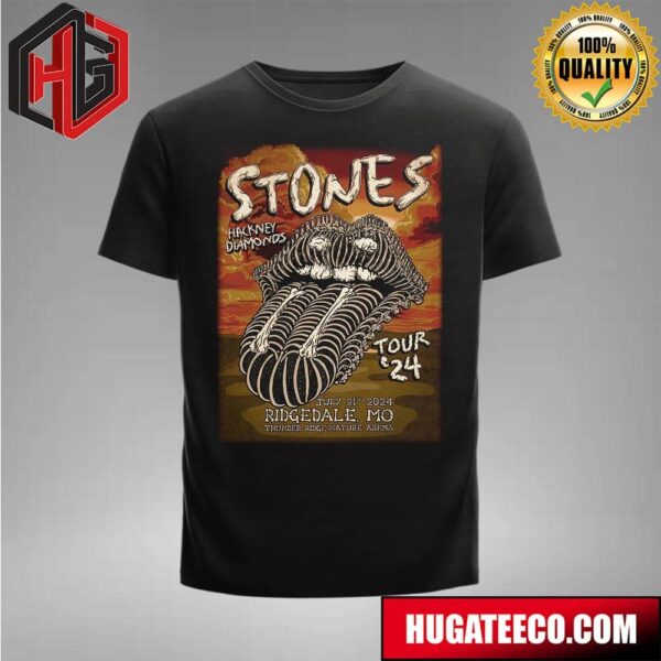 The Rolling Stones Hackney Diamonds Tour 2024 On July 21st 2024 In Ridgedale MO At Thunder Ridge Nature Arena Merchandise T-Shirt