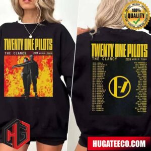 Twenty One Pilots The Clancy 2024 World Tuor Schedule List Merchandise Two Sides T-Shirt