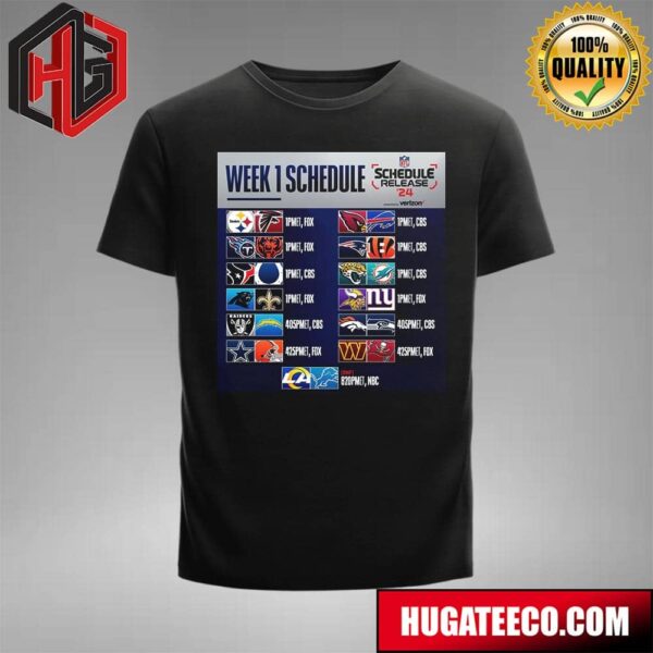 Week 1 Schedule List NFL 2024 T-Shirt