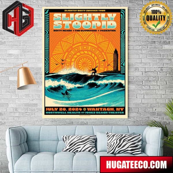 Slightly Stoopid Merch Poster In Wantagh NY Northwell Health At Jones Beach Theater With Dirty Heads The Elovaters Passafire On July 20 2024 Merch Poster Canvas