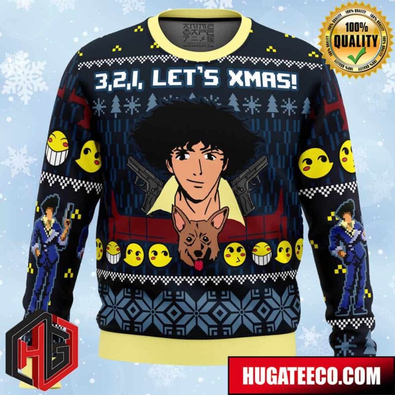 3 2 1 Let’s Xmas Cowboy Bebop Anime Ape Chirstmas Gifts 2024 Xmas For Family And Friends Ugly Sweater