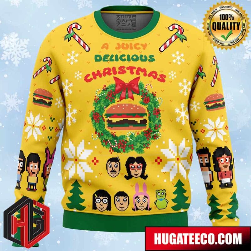 A Juicy Delicious Christmas Bob’s Burgers Anime Ape Chirstmas Gifts 2024 Xmas For Family And Friends Ugly Sweater